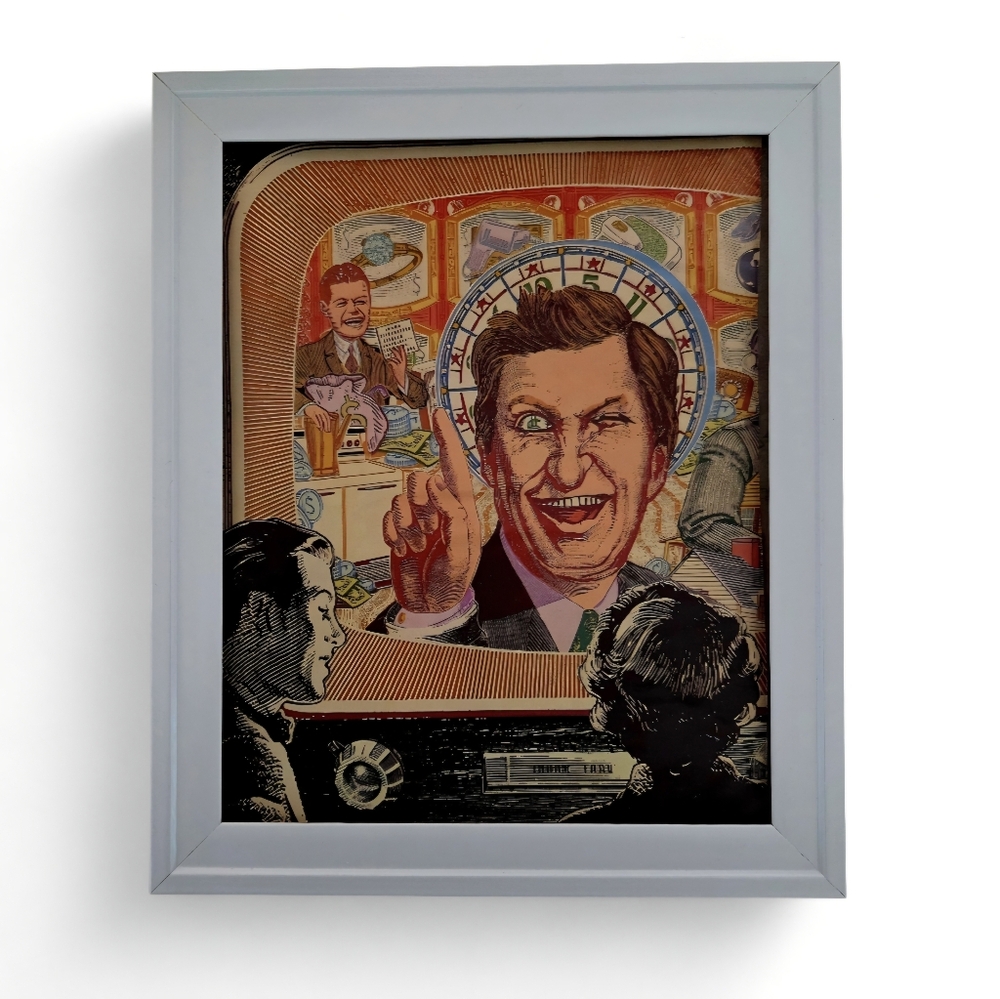 8x10 Retro Television Art Print in White Frame